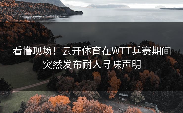 看懵现场！云开体育在WTT乒赛期间突然发布耐人寻味声明