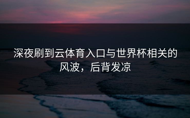 深夜刷到云体育入口与世界杯相关的风波，后背发凉